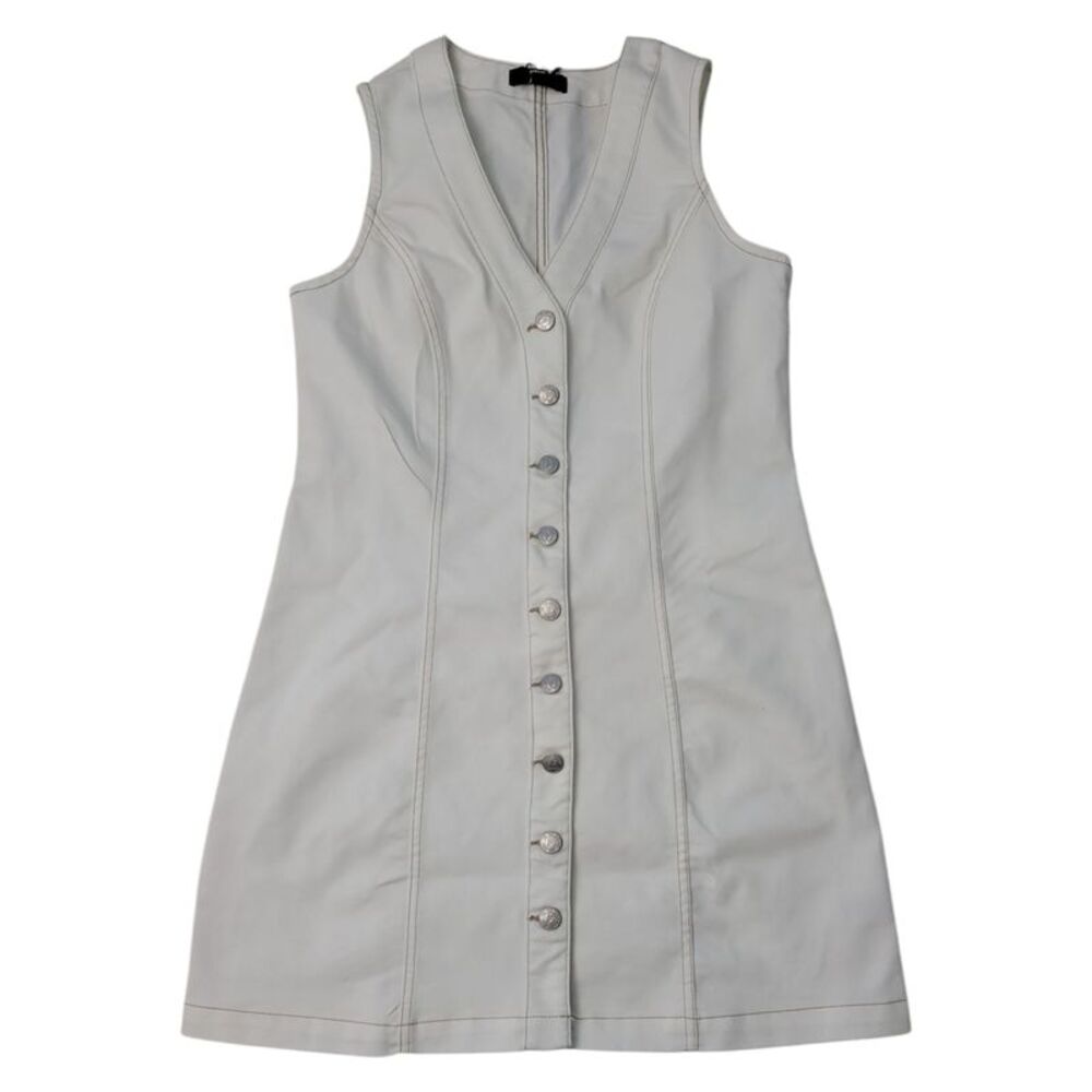 Frye White Denim Button up Sleeveless Dress